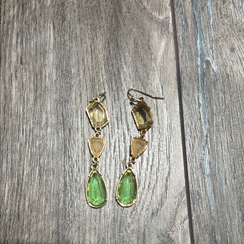 Elegant Gold and Green Drop Earrings